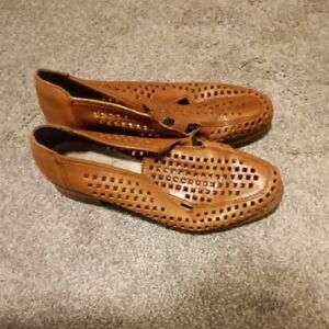 Reiker Brown Leather Perforated Loafers